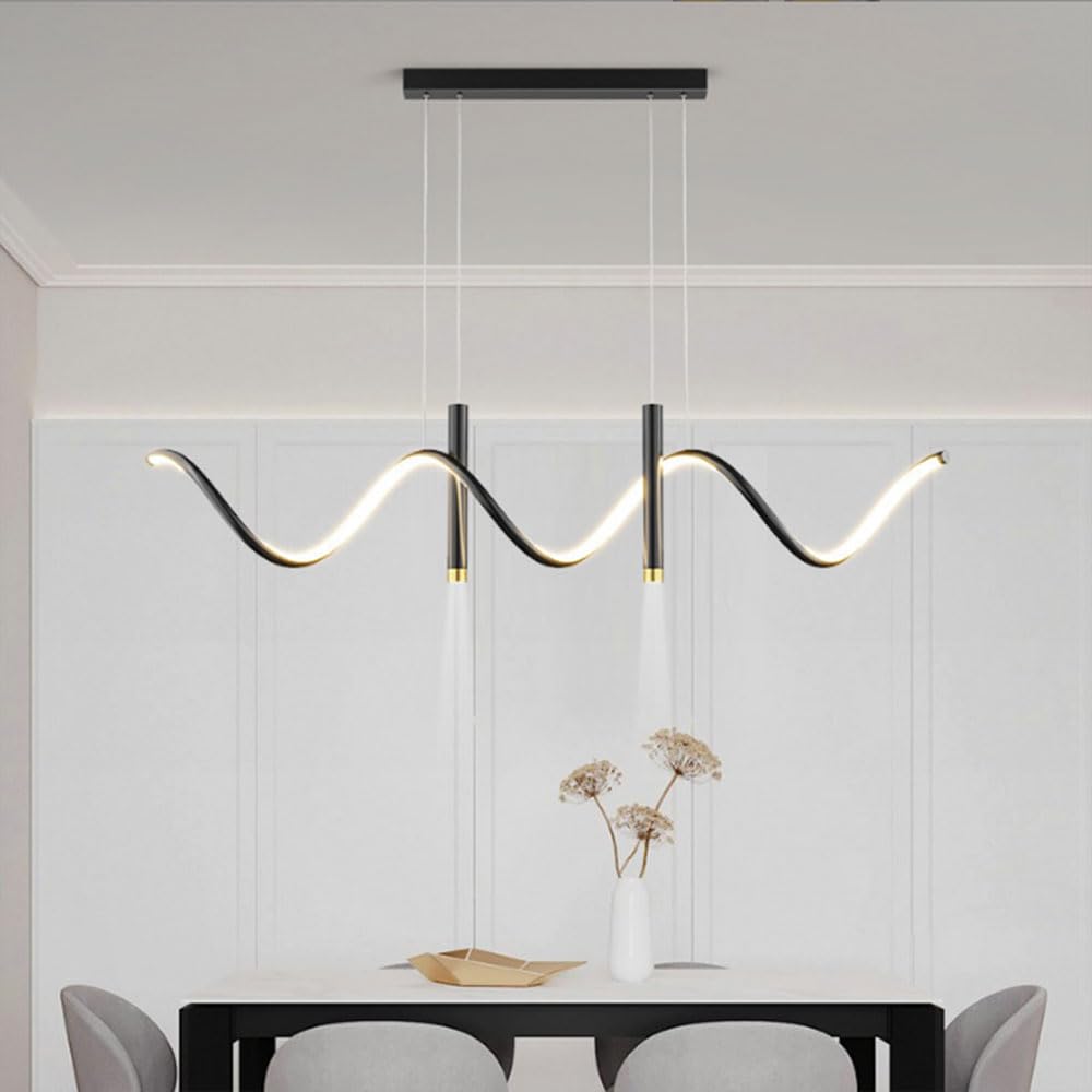 CONERY Wave Curve Pendant Light LED Suspension Lighting Linear LED Lighting Decoration Dimmable Irregular Linear Lighting Decoration Iron Home Decor Suitable For Restaurant Living Room Bedroom