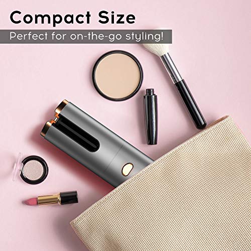 Cordless Hair Curler Automatic Curling Iron - Ceramic Rotating Hair Curler with 6 Temperatures and Timer Settings, Rechargeable Portable Hair Curling Iron Wand for Curls or Waves Anytime, Anywhere