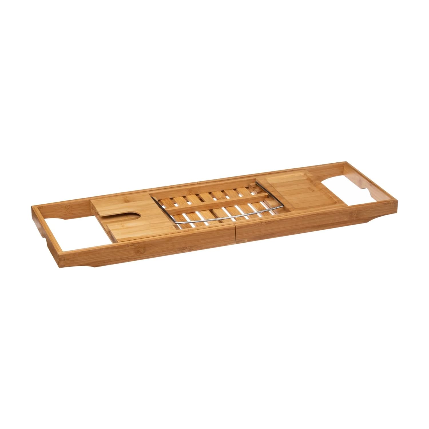 Avilia - Vassoio Vasca da Bagno in Bambù Estensibile 70–104 cm con Porta Calici e Leggio | Accessori Bagno Eleganti per Relax e Organizzazione in Vasca da Bagno