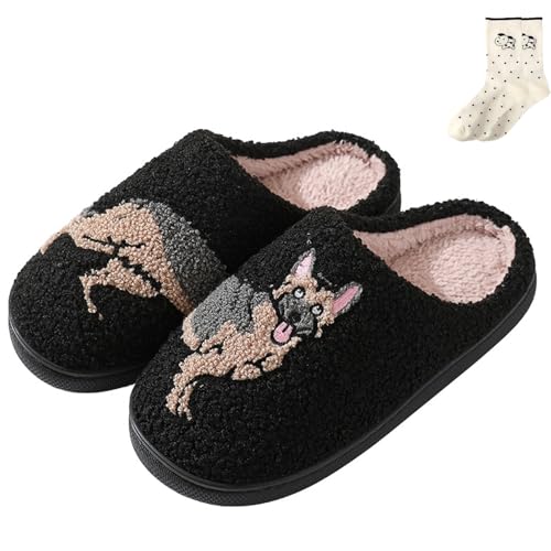 Dachshund Slippers for Women, Memory Foam Kawaii Pug Slippers, Cartoon Animal Doxie Dog Slippers Winter Fluffy Shoes Womens Men