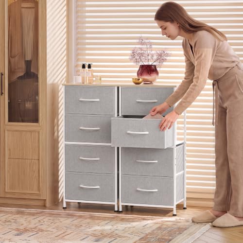 Image of WLIVE Small Dresser Nightstand for Bedroom, 4 Drawers, Light Grey