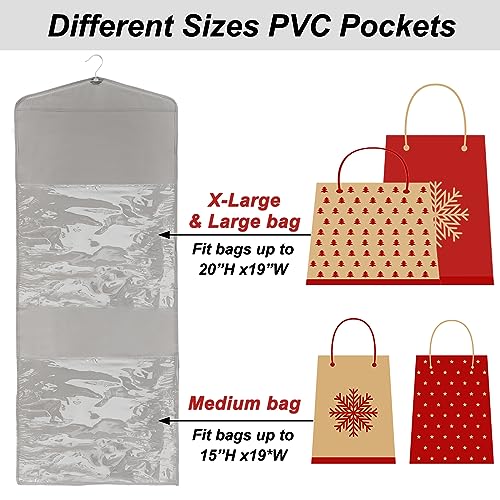 Fixwal-Christmas-Hanging-Gift-Wrapping-Paper-Storage-Oxford-Double-Sided-Hanging-Gift-Wrap-Craft-Roll-Organizer-Storage-Pockets-Hanging-Pantry-Organizer-Grey