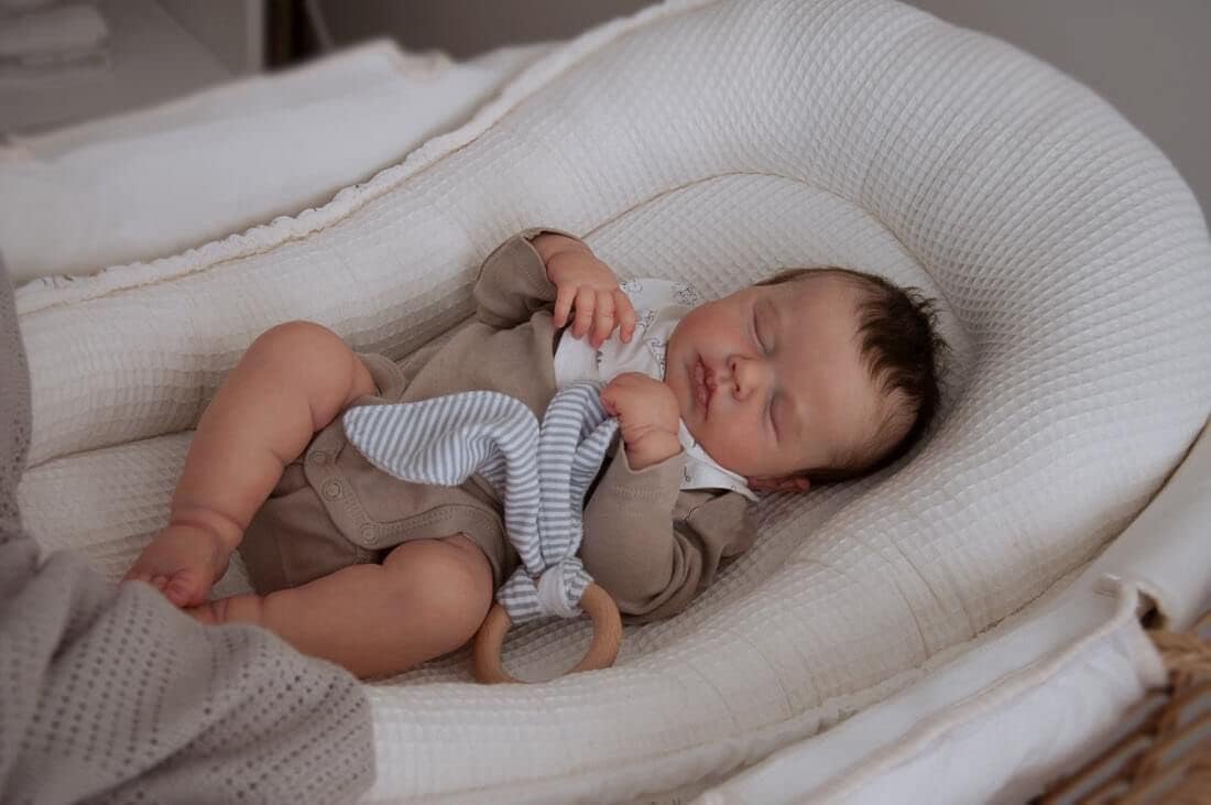 Zero Pam Realistas Muñeca Reborn Muñecas Ojos Cerrados, 50CM Realistas Muñeca Recién Nacida con Pelo, Muñeca De Vinilo De Silicona Cuerpo De Tela Suave, Bebes Reborn Muñecas para Niñas