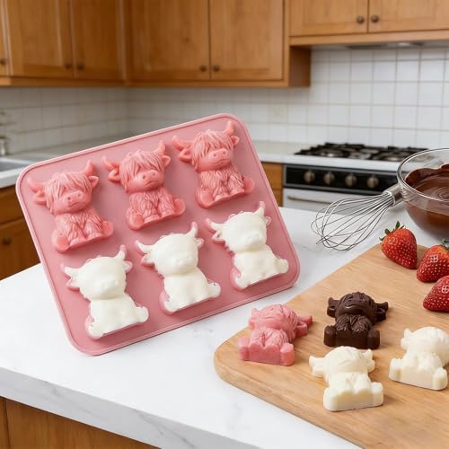 Molde para cubos de hielo con diseño 3D de vaca Highland mini miniatura 4