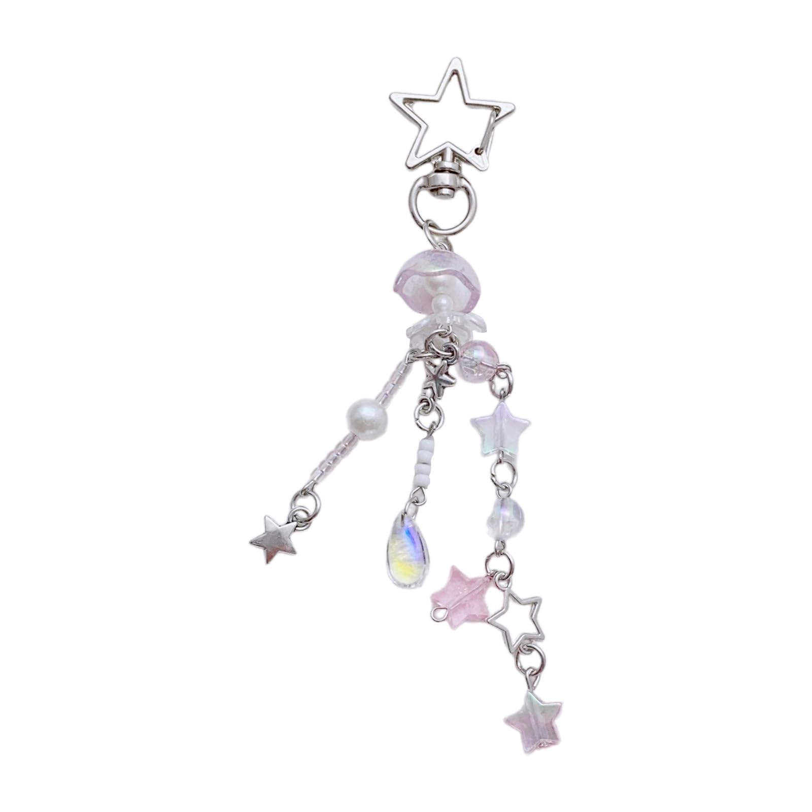 NEWFT Multipurpose Star Blossom Beaded Phone Charm Strap Trendy Multiuse Keychain for Trendy Women Stylish Outfits Daily Use