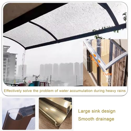 Auvent extérieur en polycarbonate transparent avec structure aluminium solide