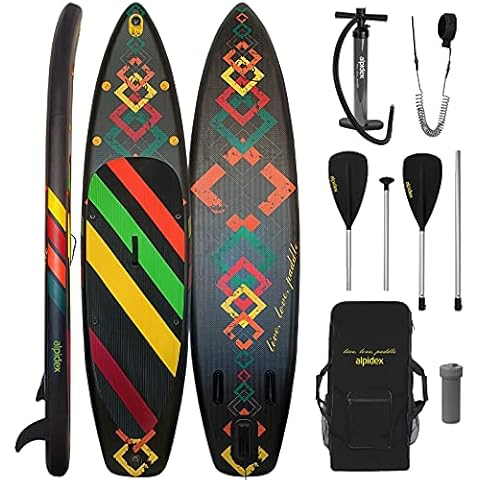 ALPIDEX SUP Board 320 x 76 x 15 cm Aufblasbar Stabil Leicht Zubehör Stand Up Paddle Board Set max. 200 kg Komplett Set Cover