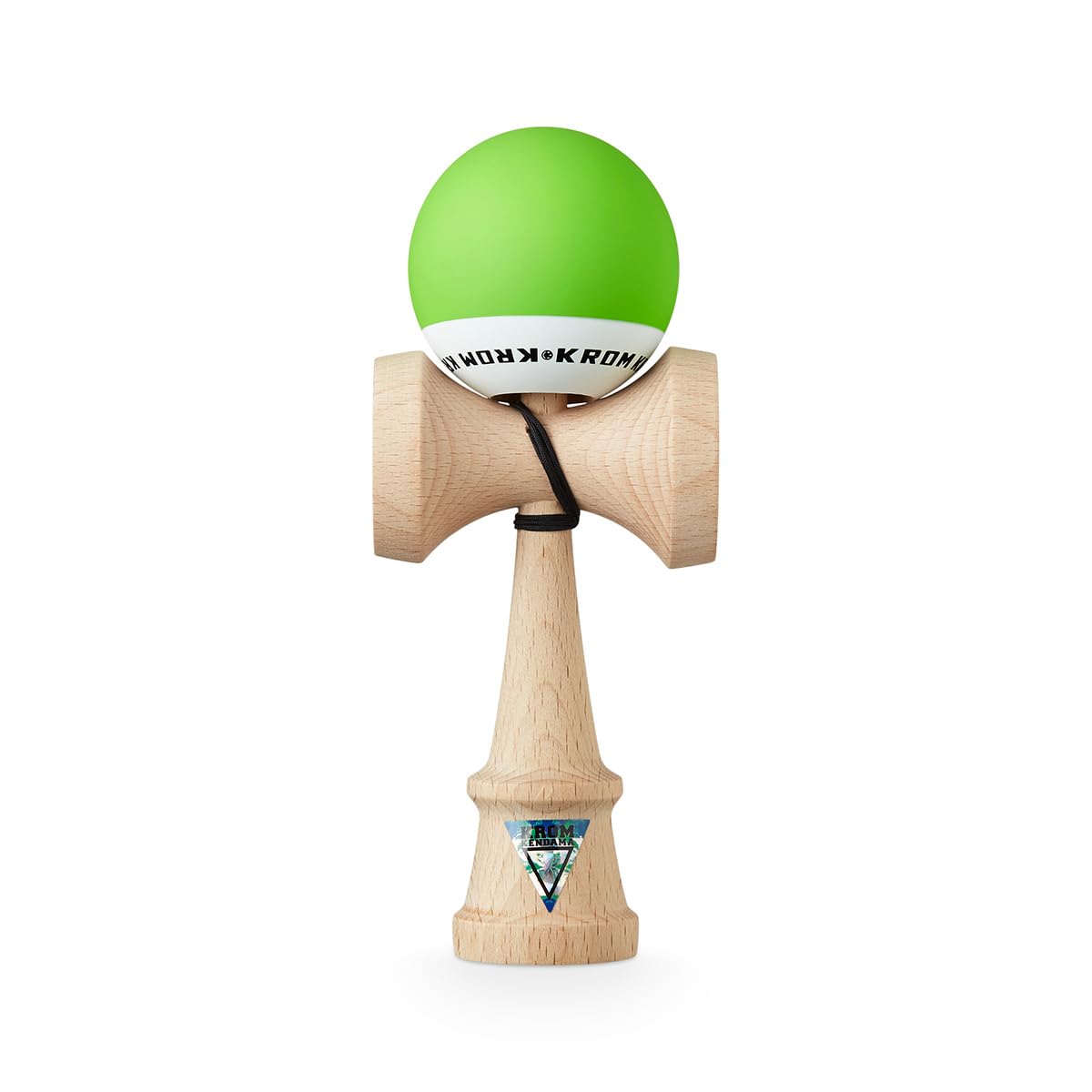 KROMKendama Pro Pop Light Green - Japanese Bilboquet - Wooden Toy for Adults and Children - Pack: Spare String + Free Stickers