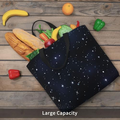 Cluster of Stars in Night Sky Tote Bag for Women, Zipper Casual Tote's Handbag for Travel, Work, Lightweight Laptop Bags Big Capacity Shoulder Bag Reusable Grocery Shopping Bags 5