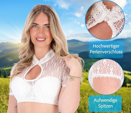 Dirndl Blouse with Pearl - Marie - Soft Fabric - for Oktoberfest and Other Festivals - Short-Sleeved4