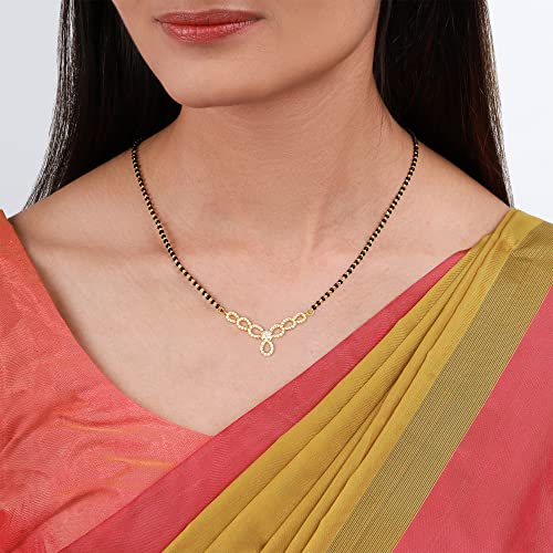 GIVA 925 Silver Golden Enamoured In Love Mangalsutra | Gifts for Girlfriend, Gifts for Women and Girls |With Certificate of Authenticity and 925... - Image 3