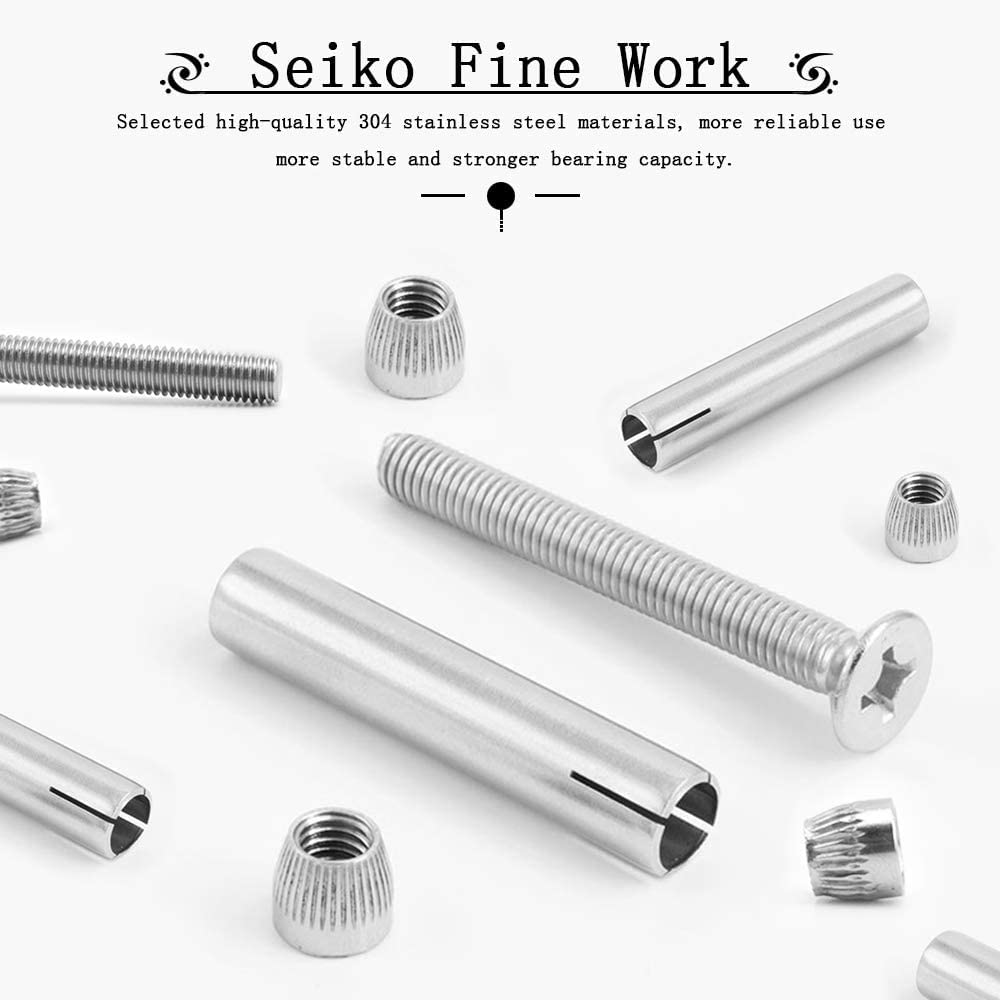 Pernos de expansión Tacos de pared, Expansion Bolts,Anchor Bolts,Stainless Steel Cross Countersunk Head Expansion Screw for Home Decoration, Engineering, Silver,(M6*70)