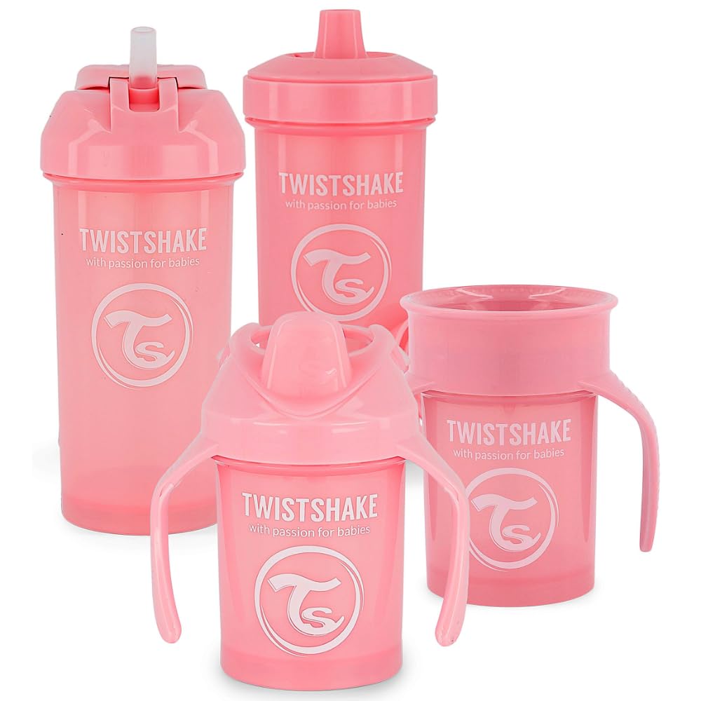 Set De 4 Gobelets Twistshake Bébé - 360°, Mini, à Paille, Enfant - Anti-Fuites, Sans BPA - Dès 4 Mois - Bleu