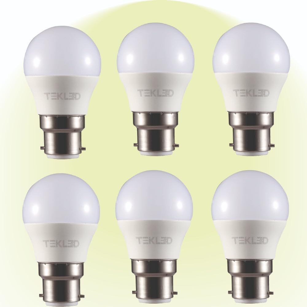 TEKLED G45 Dimmable LED Bulb B22 Bayonet Cap 5W Cool White 4000K 6 Pack