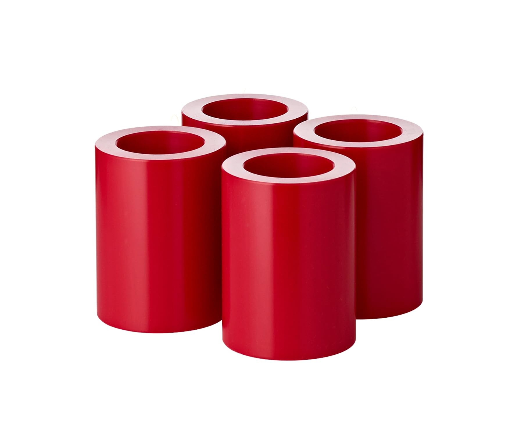 EDZARD 4er Set Teelichthalter Dauerkerze Cornelius rot (Höhe 8 cm, Durchmesser 6 cm) ideal für Adventskranz, hitzebeständig bis 90 Grad