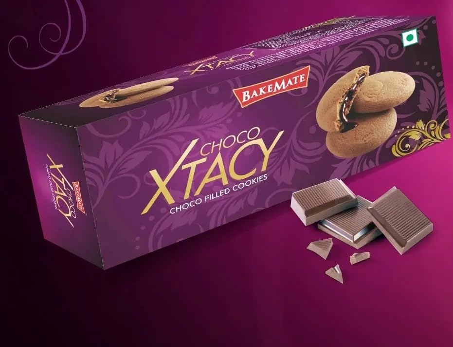Image of BakeMate Choco Xtacy Choco-Filled Cookies - 300g | Pack of 5 (60g Each) | Original Cookies with Rich Chocolate Cream