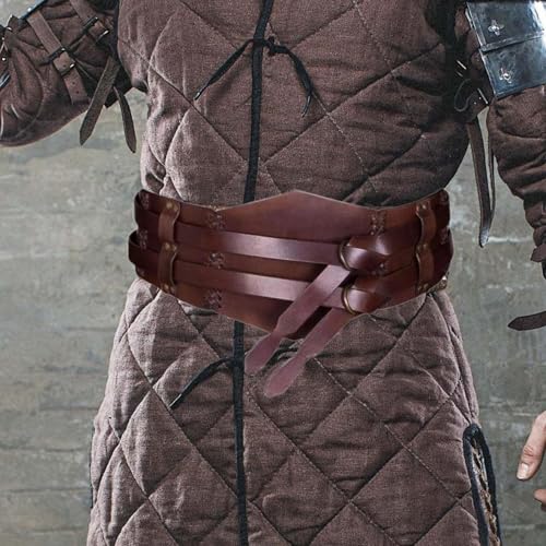 misppro Medieval Waist Belt for Adults Halloween Cosplay Accessory Girdle Renaissance Costume Belt- Brown3