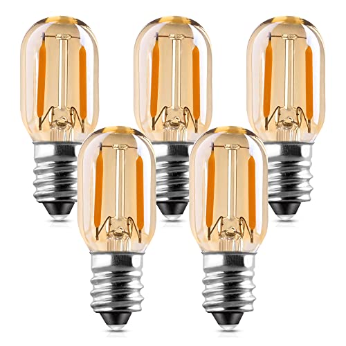 Genixgreen T22 LED-Lampe, e14 led warmweiss 2200K 1W Vintage Röhren-Nachtlicht Amber Glow 10W Glühlampenersatz Kandelaber LED-Faden-Zeichenlicht Nicht dimmbar 5er Pack