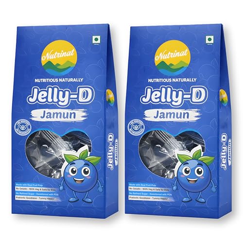 Image of Nutrinat Jelly D Jamun - Fruit Jelly Candy (Pack of 2 x 20 Pieces) | No Gelatin, No Refined Sugar | Plant-Based Pectin Toffee | Healthy Fruity Snacks for All