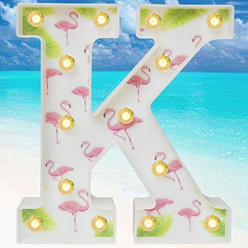 Pooqla Marquee Letters Tropical Luau Party Supplies Flamingos Palm Trees Painted Led Letter Sign Light For Hawaiian Party Decoration Birthday Bedroom Wall Decor Table Centerpieces K #TOP11