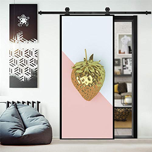 YQLKD Poster De Porte 3D Papier Peint Auto-Adhésif De Porte De Fraise d'or PVC Home Poster Mural
