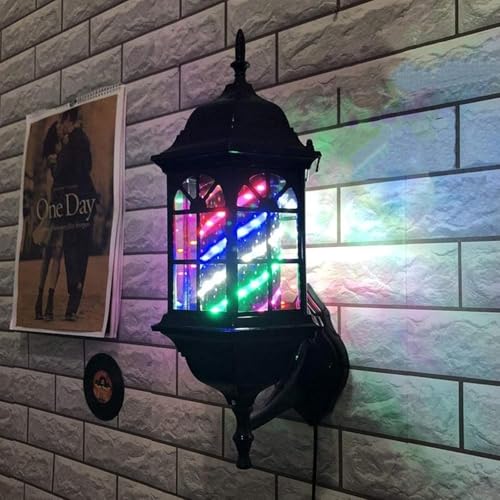 Luces LED solares de seguridad for exteriores, luces solares for vallas, luces for postes de barbero for exteriores, postes de barbero LED, estilo retro giratorio de 49 cm/19,2 pulgadas for interiores