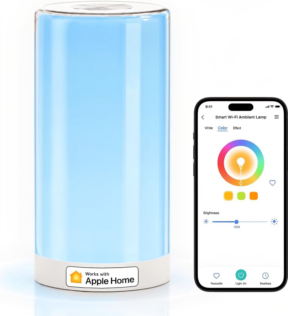 meross Lampada Smart da Comodino a LED, abat jour da comodino Portatile Compatibile con HomeKit, Alexa, Google e SmartThings, Luce Notturna LED Dimmerabile, per Camera da Letto, Soggiorno