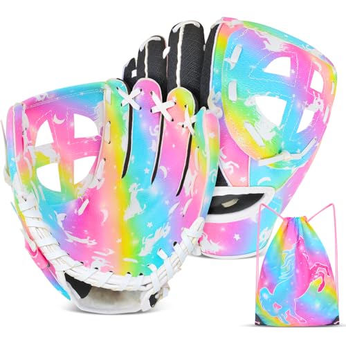 Ausletie Kids Baseball Glove Softball Gloves Baseball Softball Mitt for Kids Girls Toddlers Tee Ball Glove for Training and Beginner Left Hand Glove Right Hand Throw