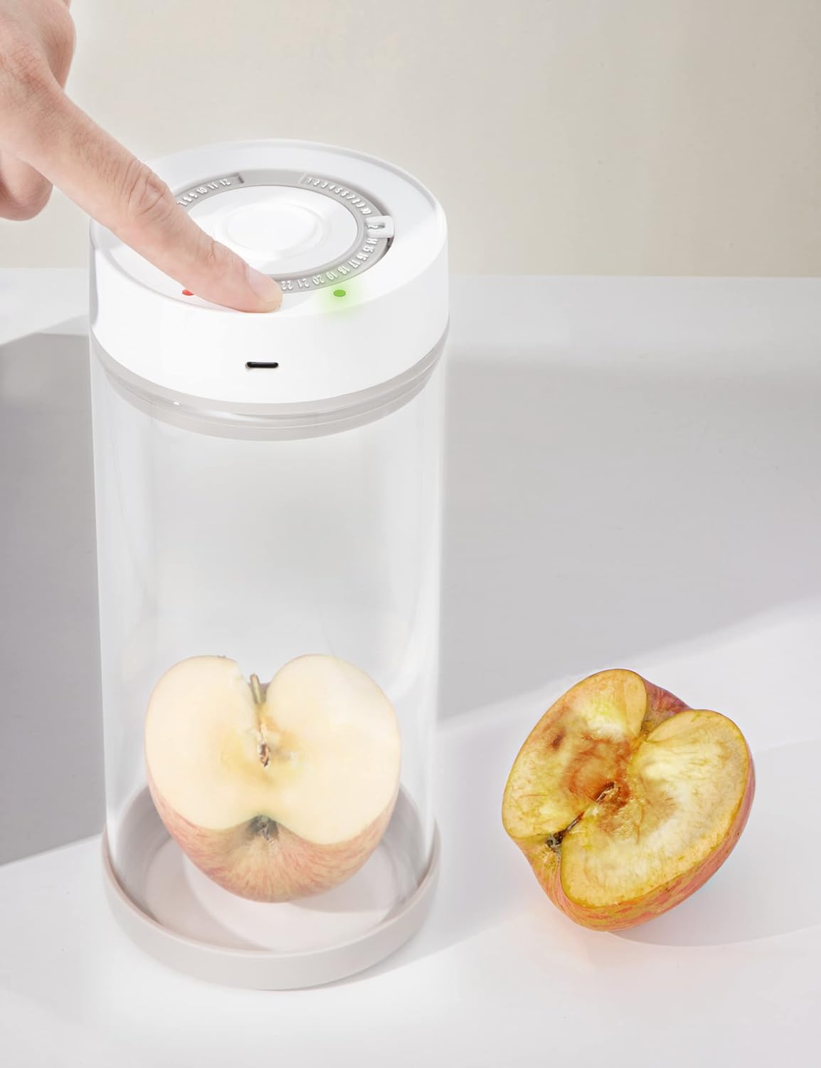 Minidiva Smart Vacuum Container, automatische elektrische luftdichte Glasbehälter für Lebensmittel Kaffee Lagerung Mahlzeit Vorbereitung (1350ml) Weiß