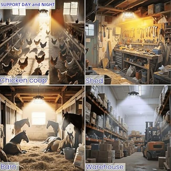 HULPPRE 3000lm Solar Light Indoor&Outdoor,Solar Shed Light Daytime or Night,Classic Metal with E27 Bulb,Cool or Warm White,5 Modes LED Pendant Lamp for Barn,Chicken Coop,Patio,Garden,Yard,Gazebo