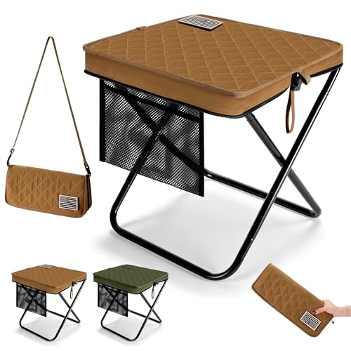 LiKiLiKi 16 Extra Large Foldable Backpack Stool Heavy Duty Thickened Collapsible Portable Pocket Chair Compact Pocket Size Travel Seat for Hiking Fishing Picnic and Outdoor Activities