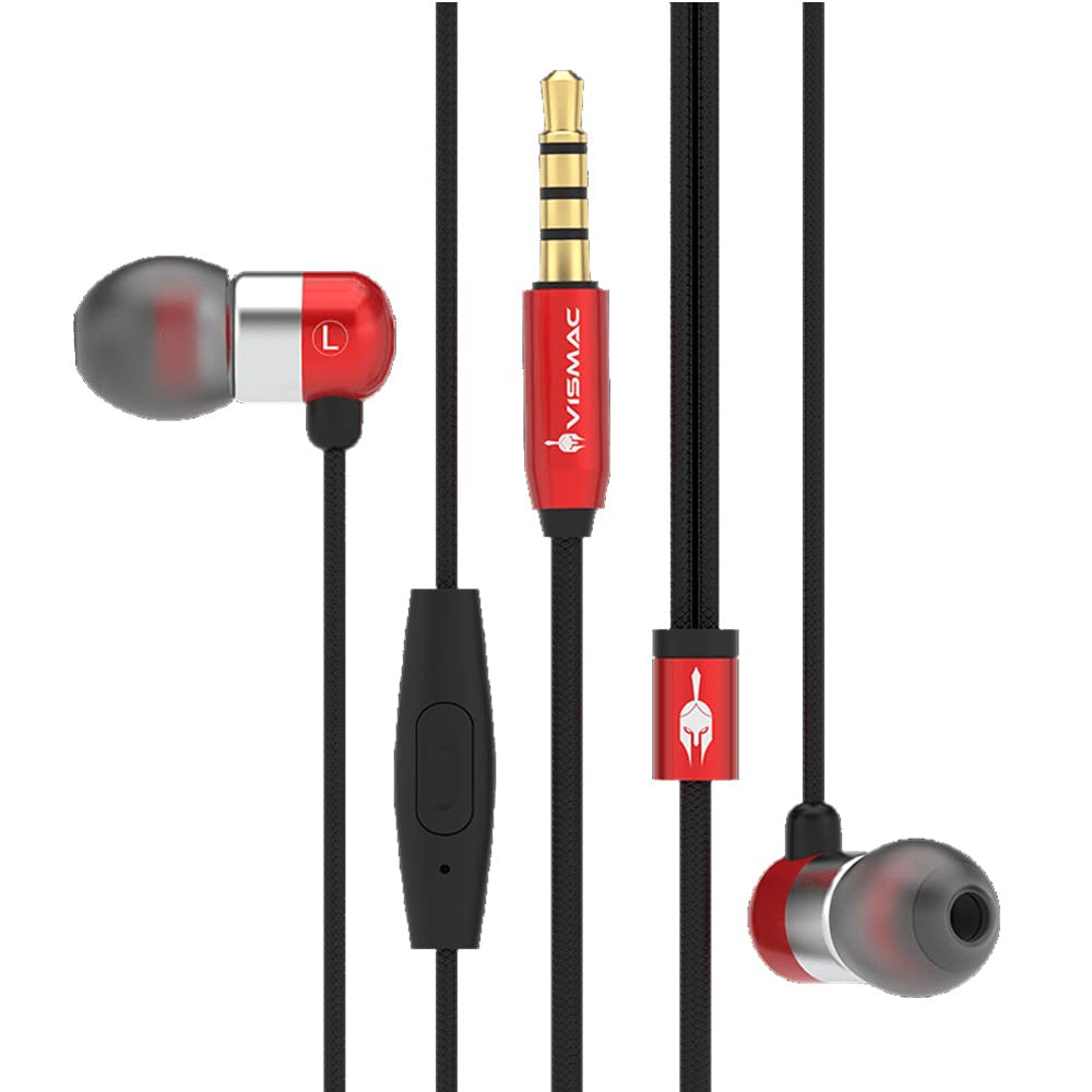 VISMACVibranium Wired Earphones, Sleek Design for Perfect in-Ear Fit, Metal Series, Built-in Mic,Noise Isolating, Tangle – Free Cord,Compatible with Smartphones Laptops & Tablets