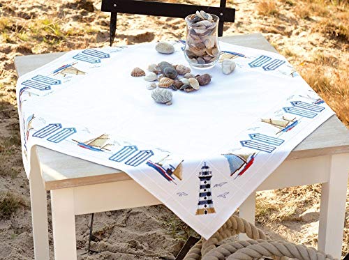 At the Seaside Tablecloth - 80 x 80cm - Cross Stitch Kit