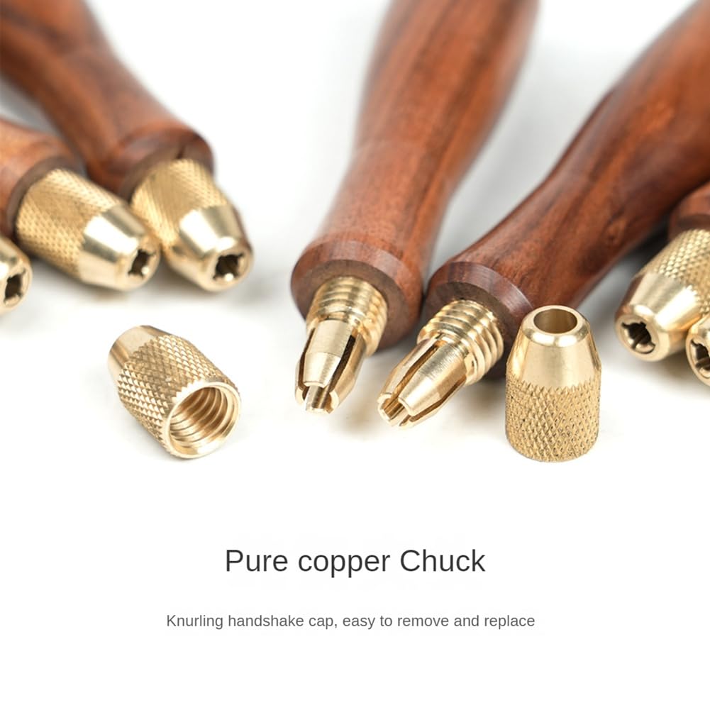 Sknrlko Wood File Handle Wooden Handles with Brass Collet Chuck for Small Files Spare Parts Accessories Parts DIY - Image 4