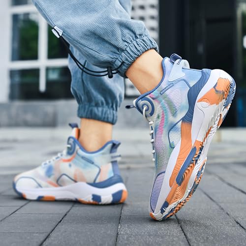 Men's Trendy Basketball Shoes - High-Top Sneakers, Breathable Cushioned Court Shoes with Non-Slip Sole (Blue,11)4