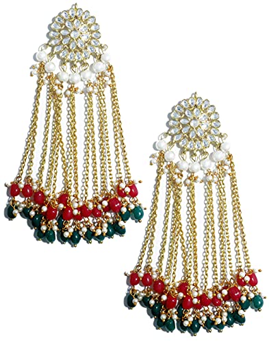 Image of Karatcart Plastic & Metal Base Metal Kundan Stones Earrings For Women, Gold