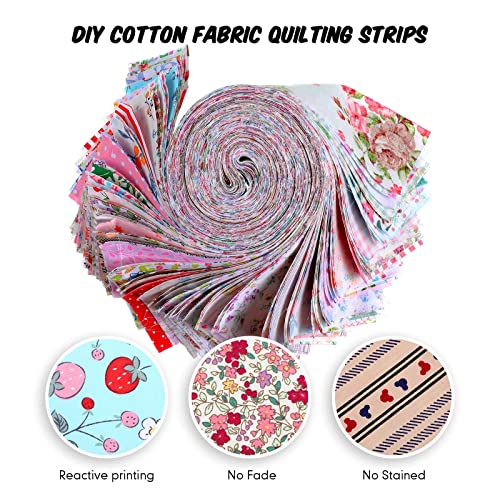50 Pieces Fabric Strips Roll 2.4 Inch Collection Jelly Fabric Bundles Fabric Quilting Strips Roll Up Flower Precut Patchwork Fabric Strips With Assorted Patterns For Diy Crafts Sewing Favors #TOP2