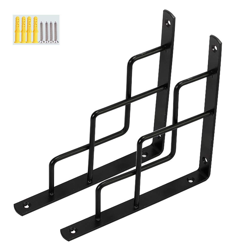 YFSS 2pcs Wall Mounted Shelf Bracket Metal,Heavy Duty Solid Bench Table Support 90 Degree Iron,with Screws