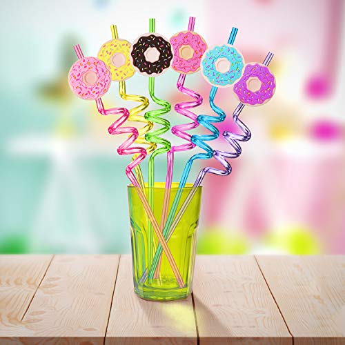 24 pitillos reutilizables con diseño de dona para fiestas miniatura 2
