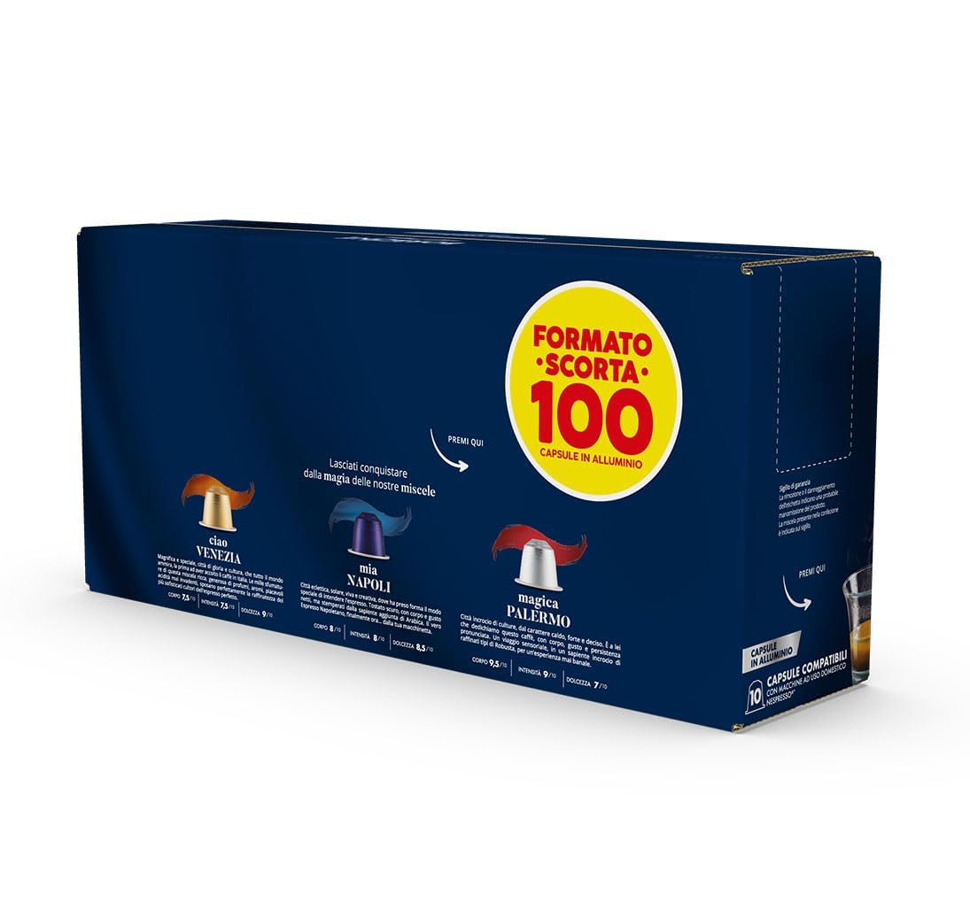 Caffè Borbone Mezcla de Café Magica Palermo 100 Cápsulas Compatibles Nespresso