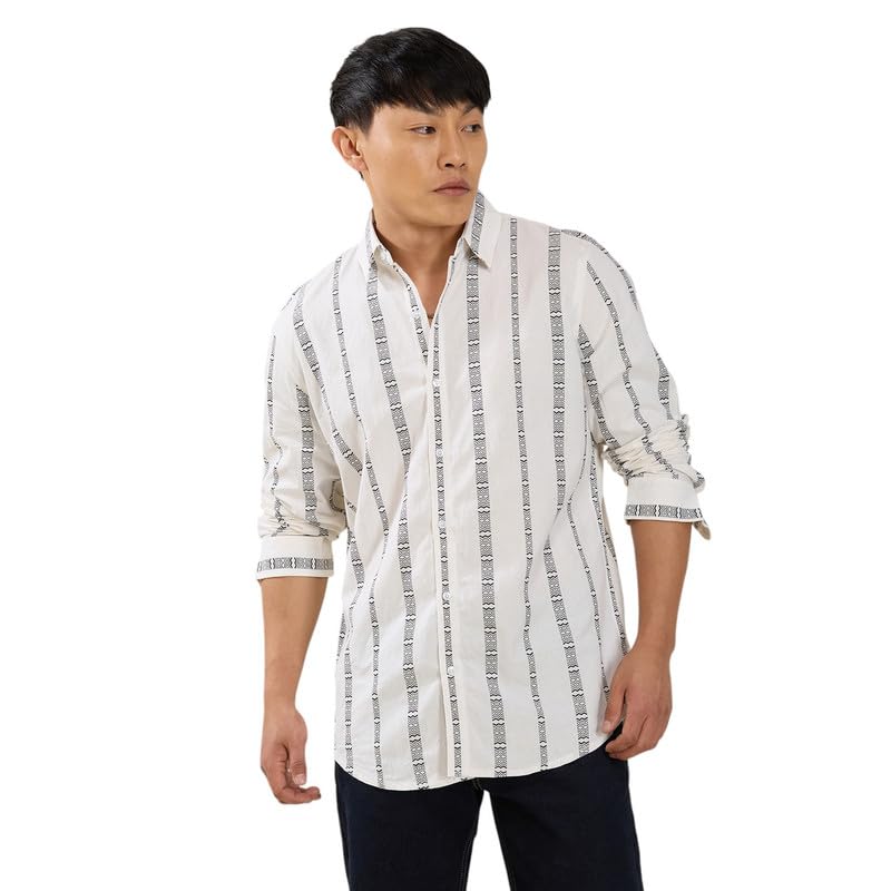 Image of Mens Striped Slim Fit Cotton Casual Shirt | Full Sleeves Mens Shirts | Stylish Shirt for Men