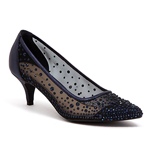 Lady Couture Rhinestone Mesh Dressy Shoes, Silk Navy 39