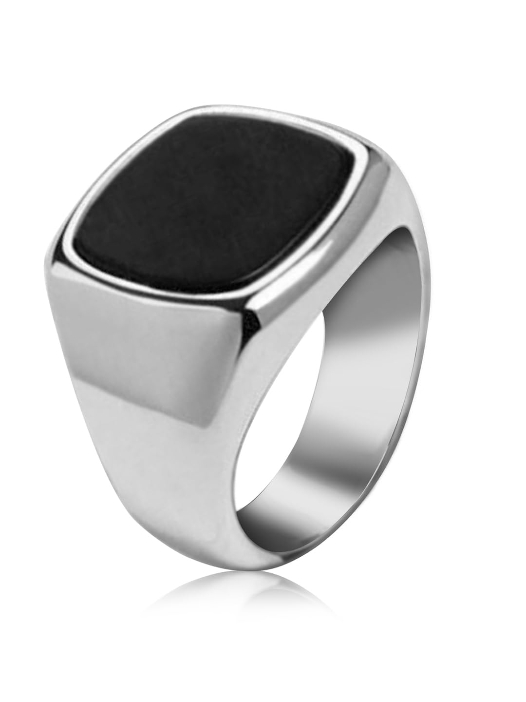 peora Silver Plated Black Stone Studded Finger Ring Fashion Jewellery Gift for Men & Boys (US-9)-picture-44