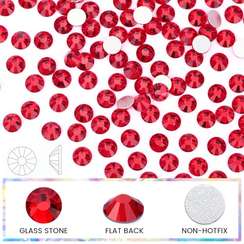 Image of Novani Rhinestones 1440pcs SS10 Glass Rhinestones Crystal Flatback Gemstones for Crafts Nails Makeup Bags and Shoes Decoration（SS10, Light Siam）
