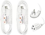 EP 15 Ft Indoor Short Flat Plug Extension Cord, White | Low Profile 3 Prong Grounded, 16/3 Gauge 13A 125V 1625W, For Laptops, Coffee Makers, Office Home Appliances