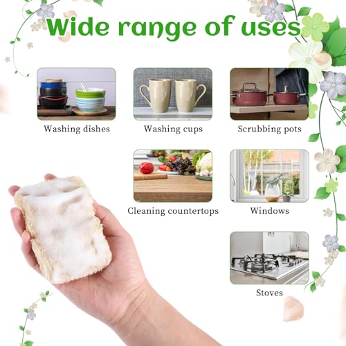 Image of 6 PCS Loofah Sponge for Dishes, Loofah Dish Sponge for Kitchen, Compostable Natural Sponges for Dishes