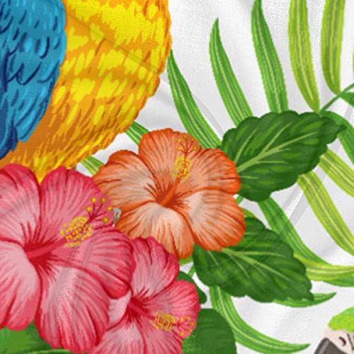 Tropical Floral Bird Parrot Square Silk Hair Scarf for Women, Lightweight Summer Head Scarf for Girls Wedding Travel Yoga Handkerchief Shawl Sunscreen Scarves Hair Accessories 23.6 Inches3