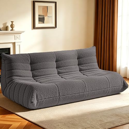 Image of HABUTWAY Bean Bag Chairs Fireside Lazy Floor Sofa,3 Seater,Grey