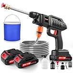 1500W Cordless Pressure Washers with Bucket,2 Batteries & 5m Hose,870PSI Portable Power Washer for Car Bike Patio Garden,High-Efficiency Battery Jet Wash for Outdoor Cleaning