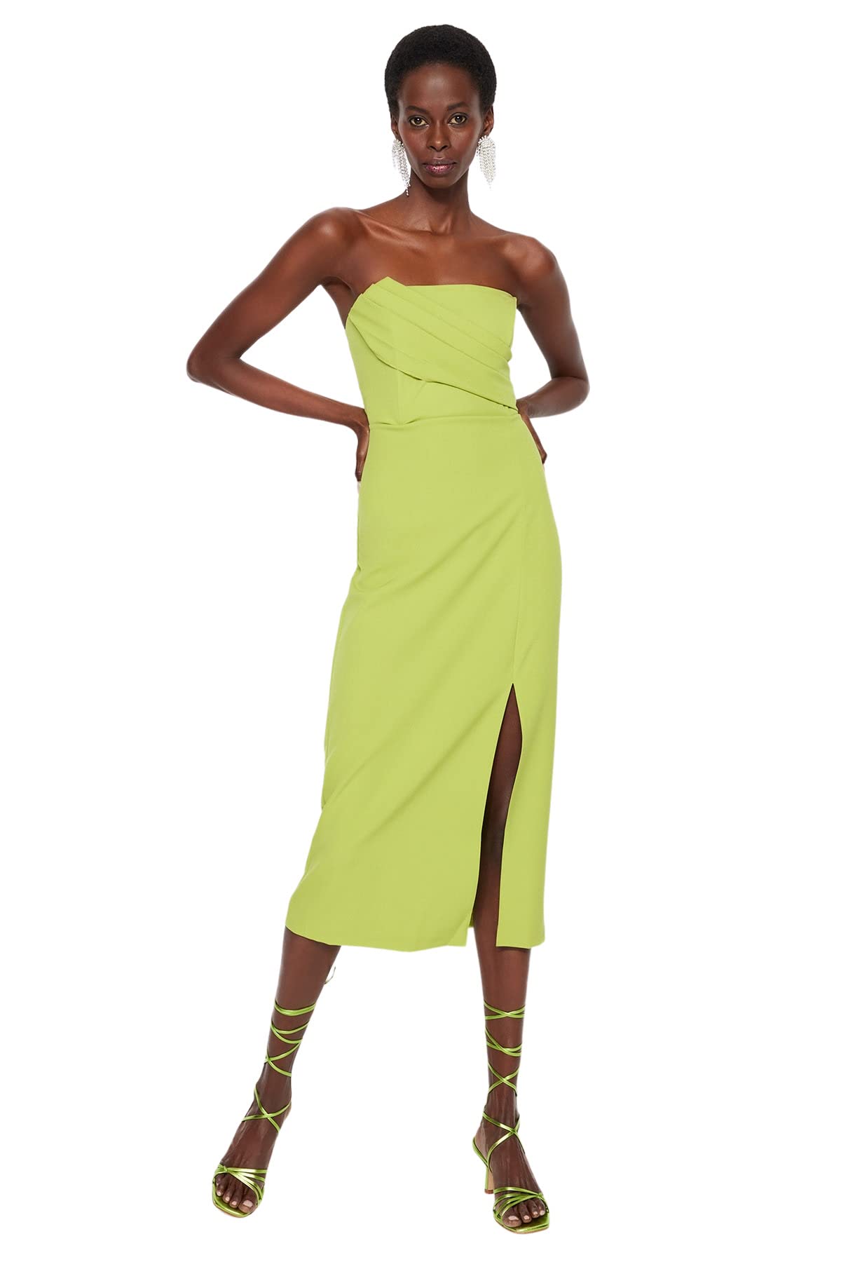 Trendyol Women's Green Bodycon Fitted Woven Dress, Uk 34